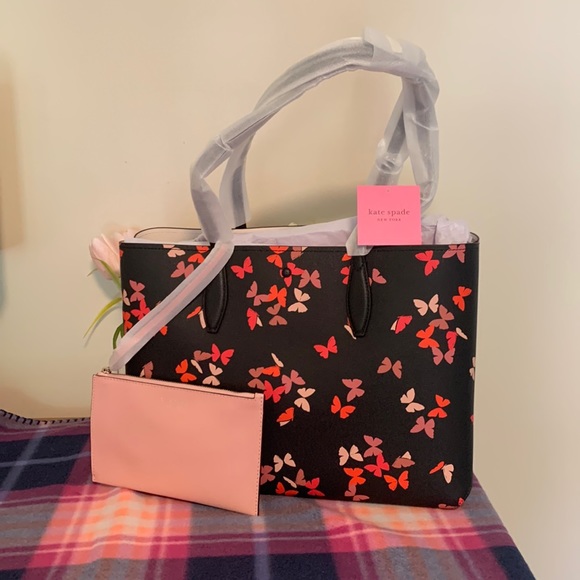 kate spade Bags Nwt Kate Spade Butterfly Cluster Large Tote Bag